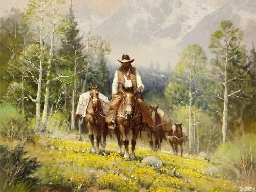5D Gyémánt Festmény Készletek az Amerikai West Cowboy a Ló az Erdőben Teljes Gyakorlat Kerek Gyöngyök Gyémánt Művészeti Drágakő