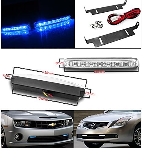 ZMAUTOPARTS DRL LED Fekete/Füst Vetítő Fényszórók, Fényszóró w/6 Kék LED Világítás DRL A 2011-2014-Es Dodge Charger
