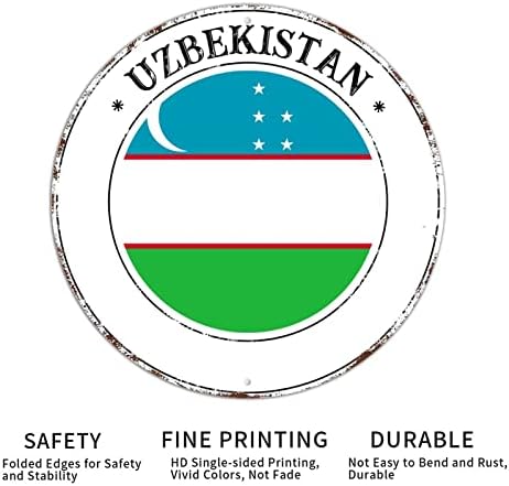 Üzbegisztán Alumínium Fém Kerek Adóazonosító Jel Üzbegisztán Nemzeti Zászló Fém Koszorú Jelek Polc Dekoráció Ország Stílus Rozsda