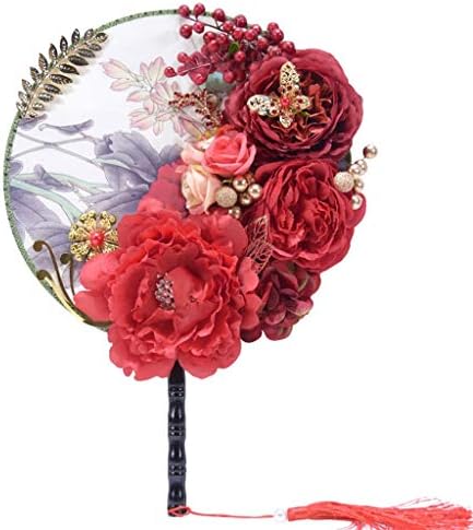 KXDFDC Klasszikus Kínai Menyasszony Kézi Rajongói Kör alakú Virág Ventilátor Tassel Nő Táncol, Dekoráció, Otthon Dísz