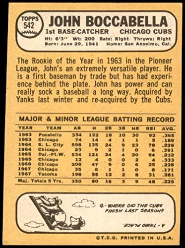 1968 Topps 542 John Boccabella Chicago Cubs (Baseball Kártya) EX Cubs