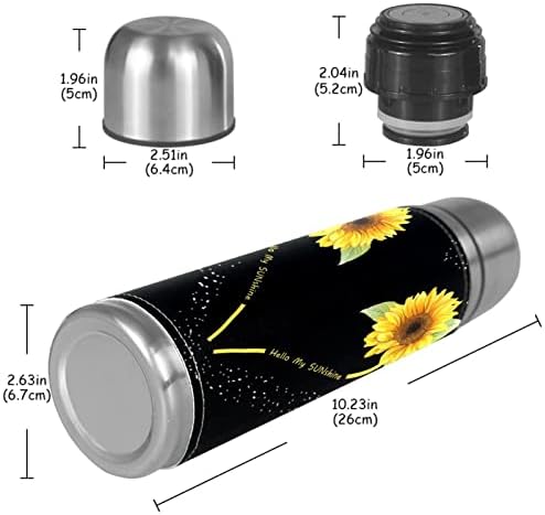 Napraforgó Vákuum Szigetelt Rozsdamentes Acél Termosz Palack, 16oz, Újrafelhasználható, szivárgásmentes BPA-Mentes Víz Üveg