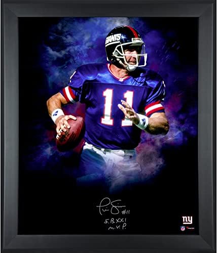 Phil Simms New York Giants Keretes Dedikált 20 x 24 Fókuszban a Fénykép, a SB XXI MVP Felirat - Dedikált NFL-Fotók
