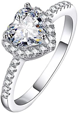 Ezüst Gyűrűk a Nők Fényes Cirkónia Solitaire Szív Alakú Gyémánt Ígérem, Eljegyzés, Évforduló