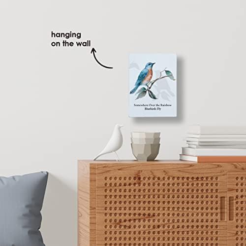 Rusztikus Valahol a Szivárvány Fölött kék madarak Doboz Jel Fa Pozitív Madár Fa Blokk Alá Emléktábla a Home Office Wall Art