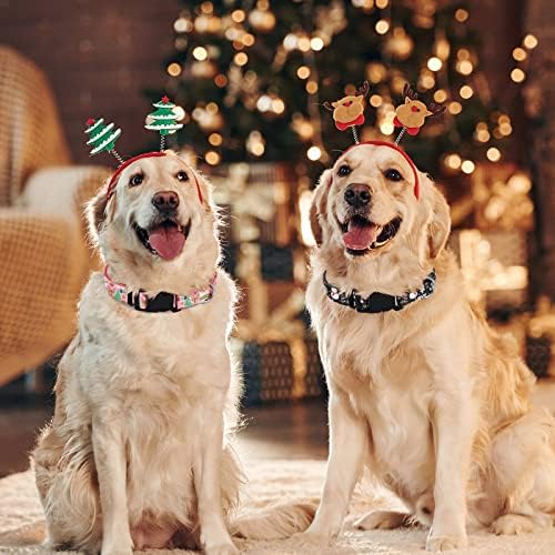 Karácsonyi Small & Medium Kutya vagy Macska Nyakörv 2 Csomag, Tartós, Állítható Nyakörv Puha a Fiúk & Lányok, Piros, Zöld, Fekete,