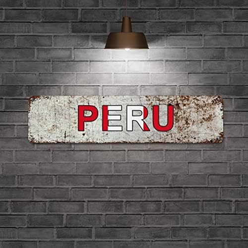 Madcolitote Peru Zászló Egyedi utcatábla Peru Jelek Hazafias Dekoráció Alumínium Fém Tábla Wall Art Parasztház Fali Dekoráció