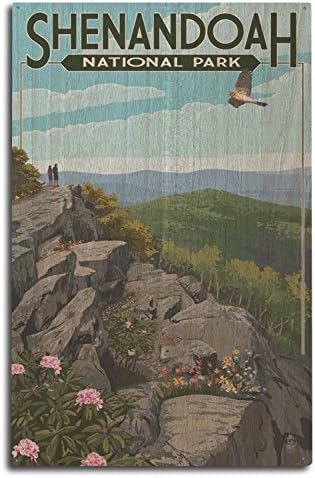 Shenandoah Nemzeti Parkban, Virginia, Túrázók, valamint Sólyom Nyír Fa Fali Tábla (10x15 Rusztikus lakberendezés, Kész Lógni Art)