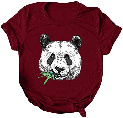 Nyári Felsők Nők, Plusz Méretű Rövid Ujjú Panda póló Szuper Puha, Kerek Nyakú Póló, Alkalmi, Laza Alapvető Tunika Tshirt