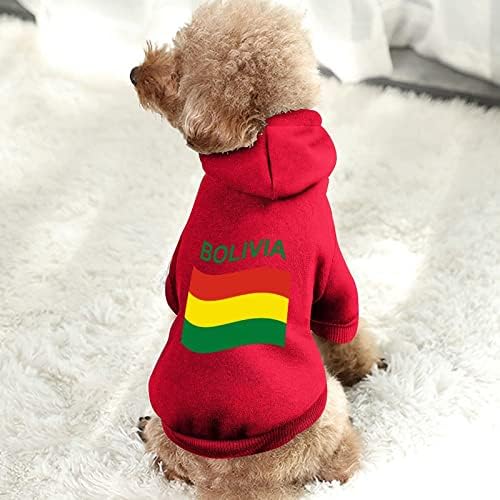 Zászló Bolívia Kutya Ruhák Téli Pet kapucnis felső Puha, Meleg Kutya Melegítőfelső Kis -, Közepes testű Kutyáknak